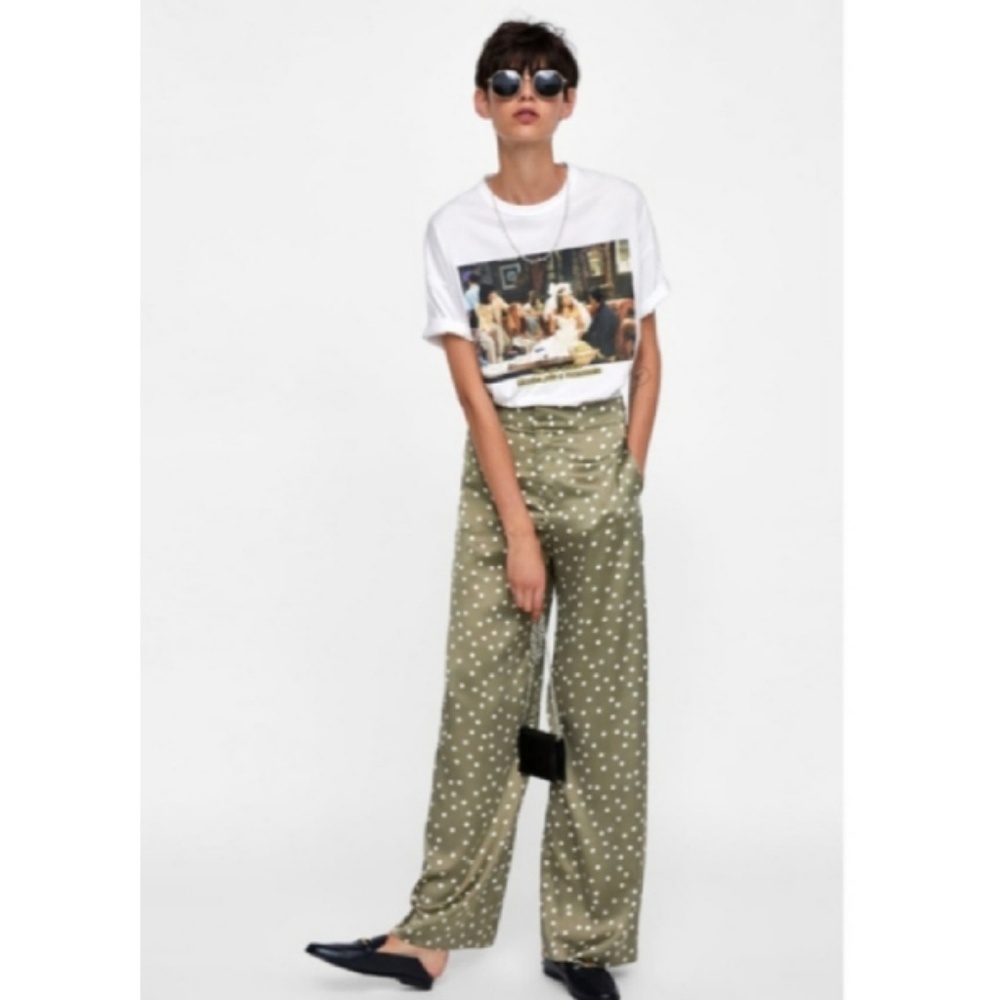 Zara green polka dot pants